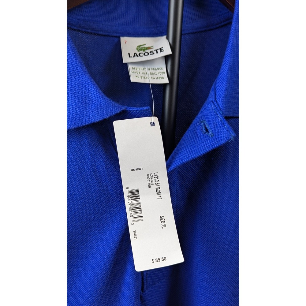 NWT Lacoste Classic Fit Polo Shirt Mens Size 7 XL Blue 100% Cotton Crocodile Log - Picture 7 of 14